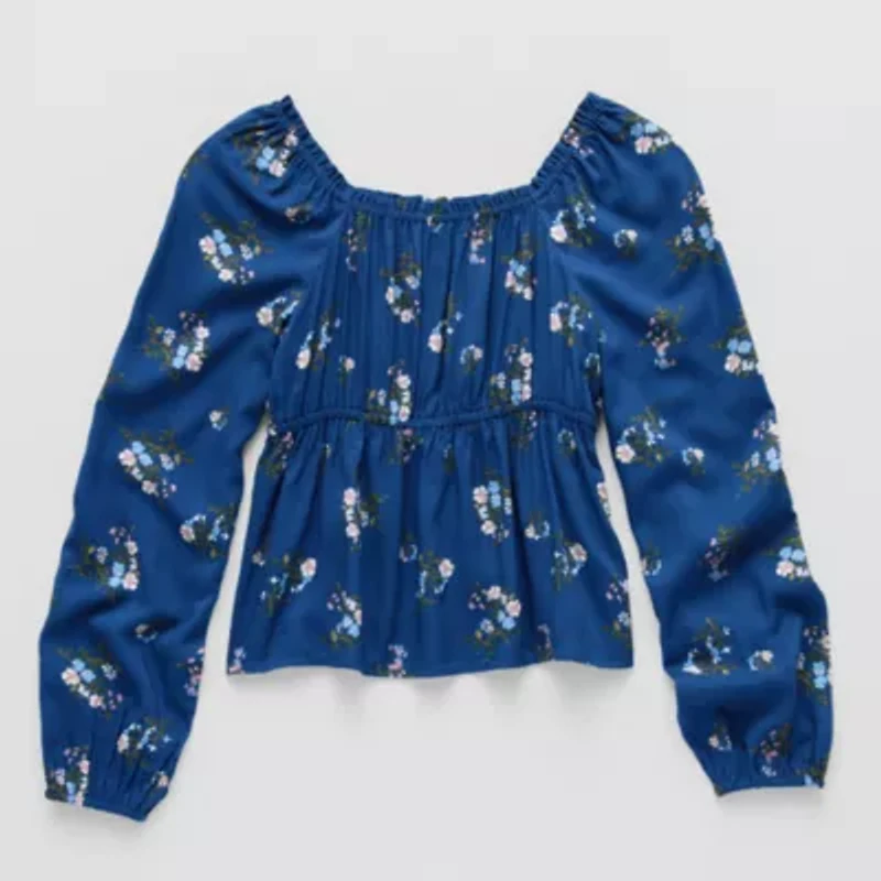 Thereabouts Little & Big Kid Girls Square Neck Long Sleeve Blouse