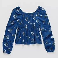 Thereabouts Little & Big Kid Girls Square Neck Long Sleeve Blouse