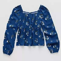 Thereabouts Little & Big Kid Girls Square Neck Long Sleeve Blouse