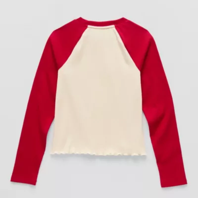 Thereabouts Little & Big Kid Girls Round Neck Long Sleeve Graphic T-Shirt