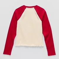 Thereabouts Little & Big Kid Girls Round Neck Long Sleeve Graphic T-Shirt