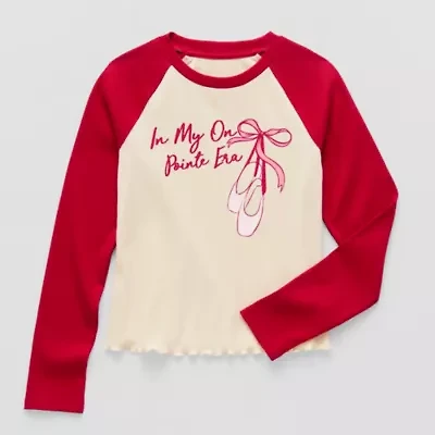 Thereabouts Little & Big Kid Girls Round Neck Long Sleeve Graphic T-Shirt