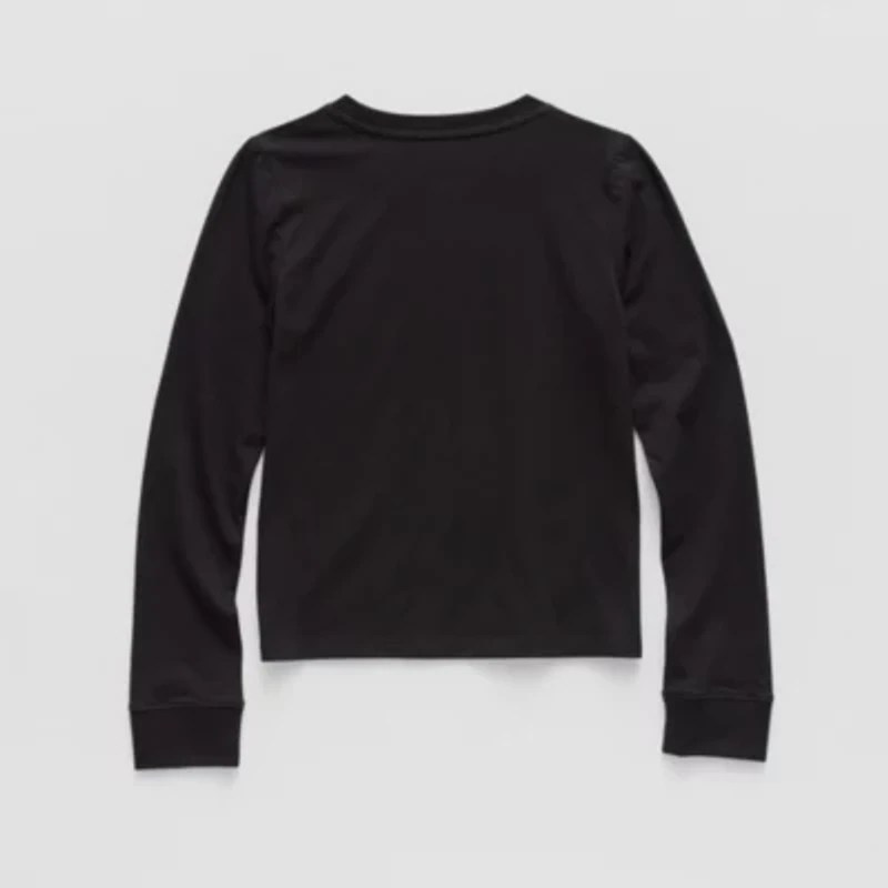 Thereabouts Little & Big Kid Girls Crew Neck Long Sleeve Regular Fit Graphic T-Shirt