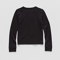 Thereabouts Little & Big Kid Girls Crew Neck Long Sleeve Regular Fit Graphic T-Shirt
