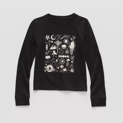 Thereabouts Little & Big Girls Crew Neck Long Sleeve Graphic T-Shirt