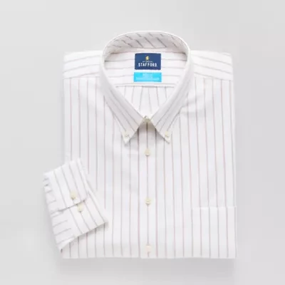 Stafford Big and Tall Coolmax All Season Oxford Mens Regular Fit Stretch Fabric Wrinkle Free Long Sleeve Dress Shirt