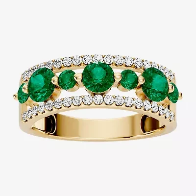 Womens 1/2 CT. T.W. Genuine Green Emerald 10K Gold Round Band