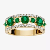 Womens 1/2 CT. T.W. Genuine Green Emerald 10K Gold Round Band