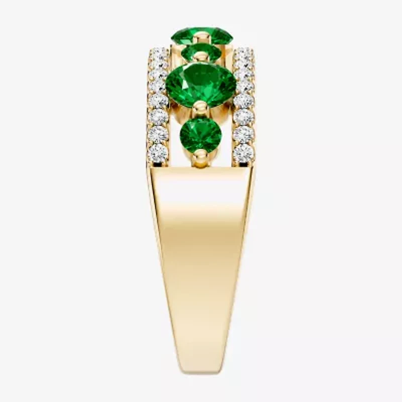 Womens 1/2 CT. T.W. Genuine Green Emerald 10K Gold Round Band