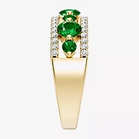 Womens 1/2 CT. T.W. Genuine Green Emerald 10K Gold Round Band