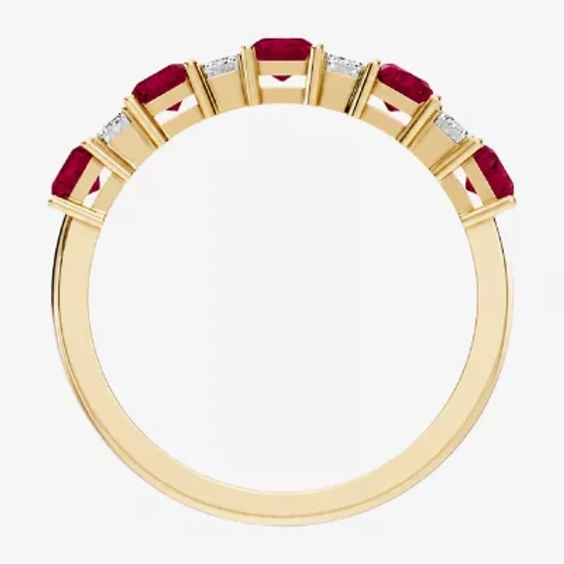 Womens 3/8 CT. T.W. Genuine Red Ruby 10K Gold Band