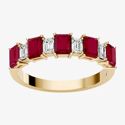Womens 3/8 CT. T.W. Genuine Red Ruby 10K Gold Band