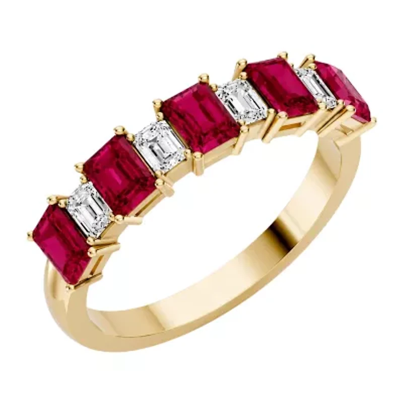 Womens 3/8 CT. T.W. Genuine Red Ruby 10K Gold Band