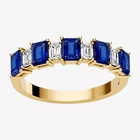 Womens 3/8 CT. T.W. Genuine Blue Sapphire 10K Gold Band