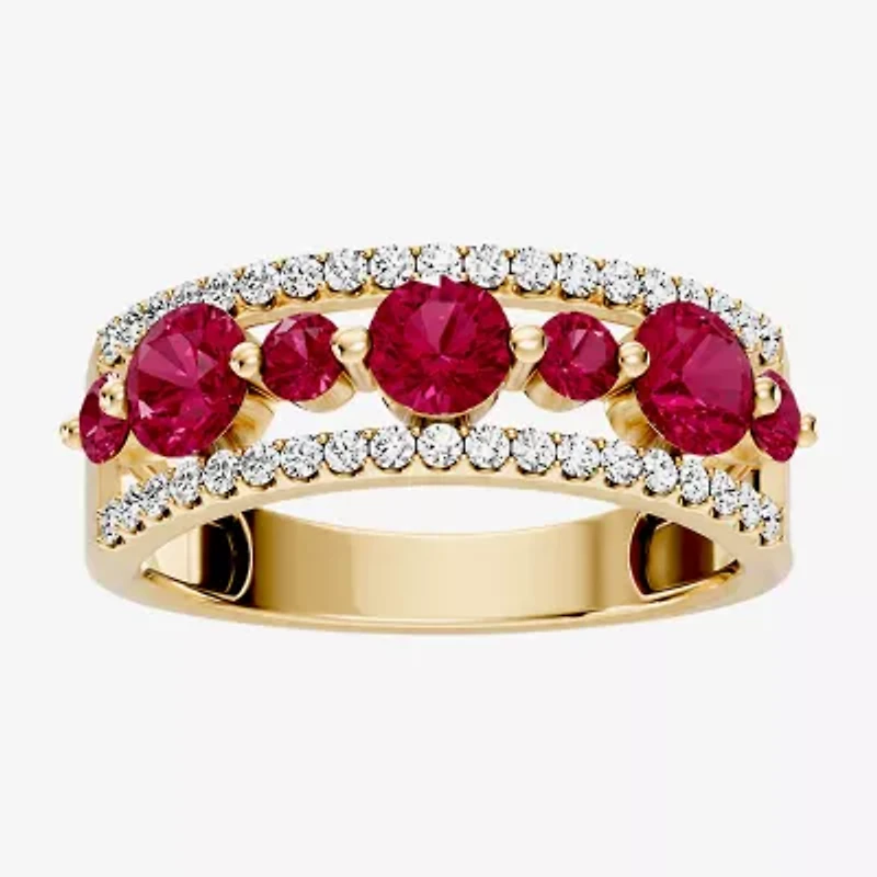 Womens 1/2 CT. T.W. Genuine Red Ruby 10K Gold Round Band