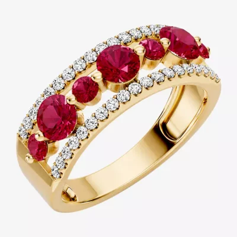 Womens 1/2 CT. T.W. Genuine Red Ruby 10K Gold Round Band