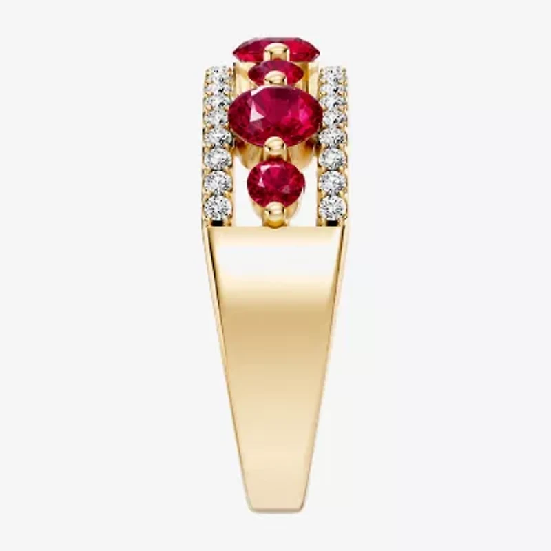 Womens 1/2 CT. T.W. Genuine Red Ruby 10K Gold Round Band