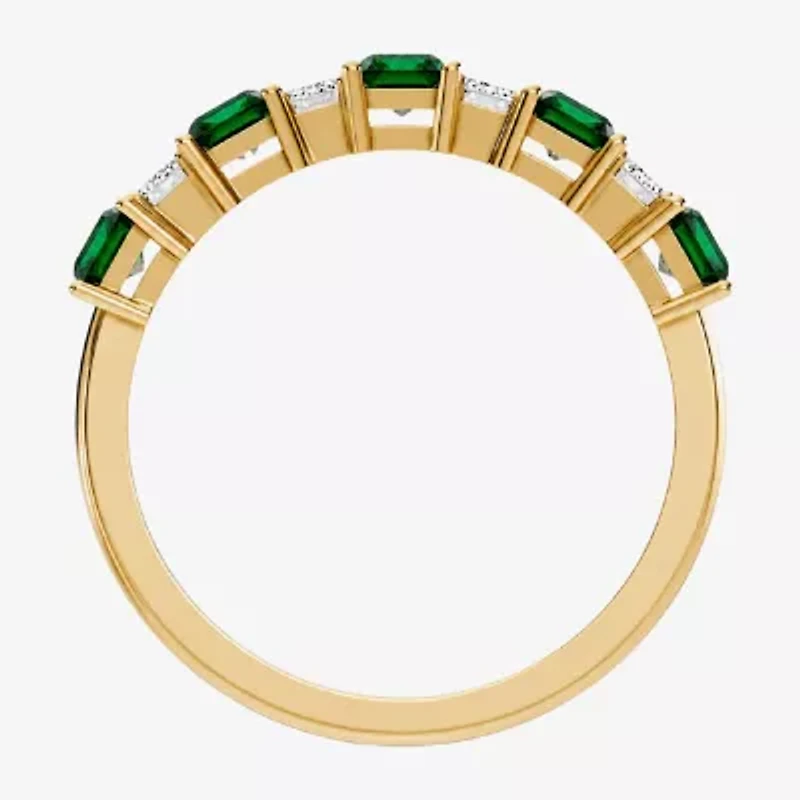 Womens 3/8 CT. T.W. Genuine Green Emerald 10K Gold Band