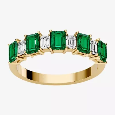 Womens 3/8 CT. T.W. Genuine Green Emerald 10K Gold Band