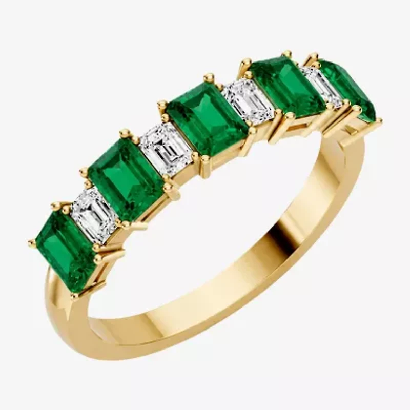 Womens 3/8 CT. T.W. Genuine Green Emerald 10K Gold Band