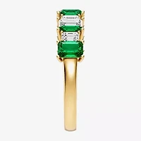 Womens 3/8 CT. T.W. Genuine Green Emerald 10K Gold Band