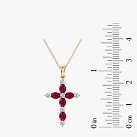Cross Womens 1/4 CT. T.W. Genuine Red Ruby 10K Gold Cross 18 Inch Pendant Necklace