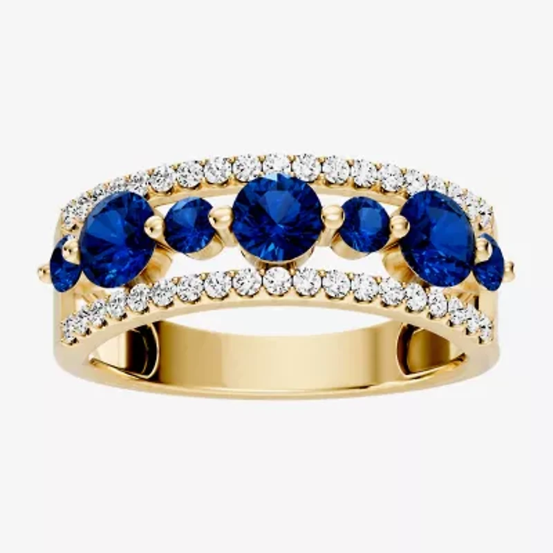 Womens 1/2 CT. T.W. Genuine Blue Sapphire 10K Gold Round Band