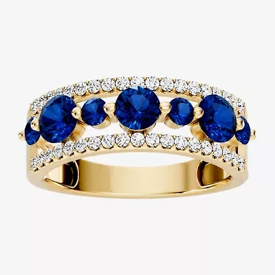 Womens 1/2 CT. T.W. Genuine Blue Sapphire 10K Gold Round Band