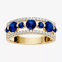 Womens 1/2 CT. T.W. Genuine Blue Sapphire 10K Gold Round Band