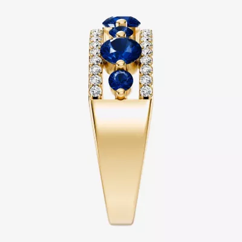 Womens 1/2 CT. T.W. Genuine Blue Sapphire 10K Gold Round Band