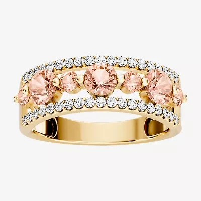 Womens 1/2 CT. T.W. Genuine Pink Morganite 10K Gold Round Band