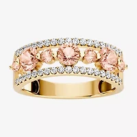 Womens 1/2 CT. T.W. Genuine Pink Morganite 10K Gold Round Band