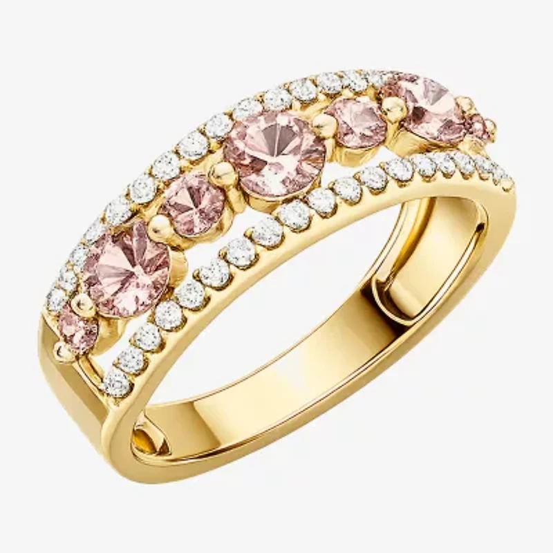 Womens 1/2 CT. T.W. Genuine Pink Morganite 10K Gold Round Band