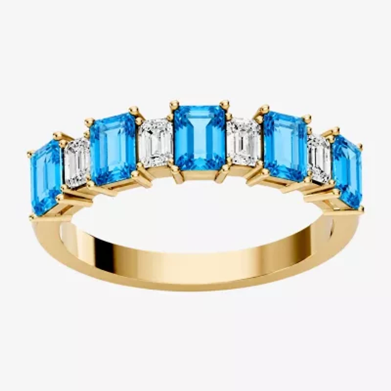 Womens 3/8 CT. T.W. Genuine Blue Topaz 10K Gold Band