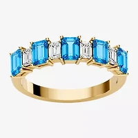 Womens 3/8 CT. T.W. Genuine Blue Topaz 10K Gold Band