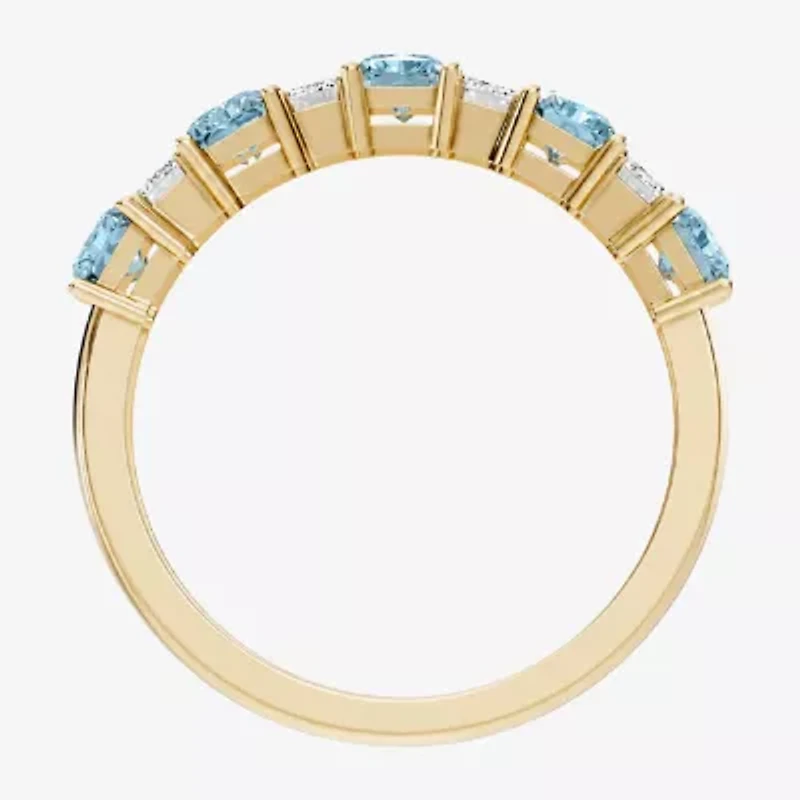 Womens 3/8 CT. T.W. Genuine Blue Aquamarine 10K Gold Band