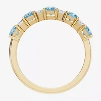 Womens 3/8 CT. T.W. Genuine Blue Aquamarine 10K Gold Band