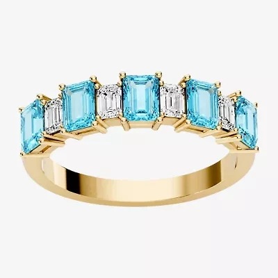 Womens 3/8 CT. T.W. Genuine Blue Aquamarine 10K Gold Band