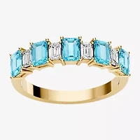 Womens 3/8 CT. T.W. Genuine Blue Aquamarine 10K Gold Band