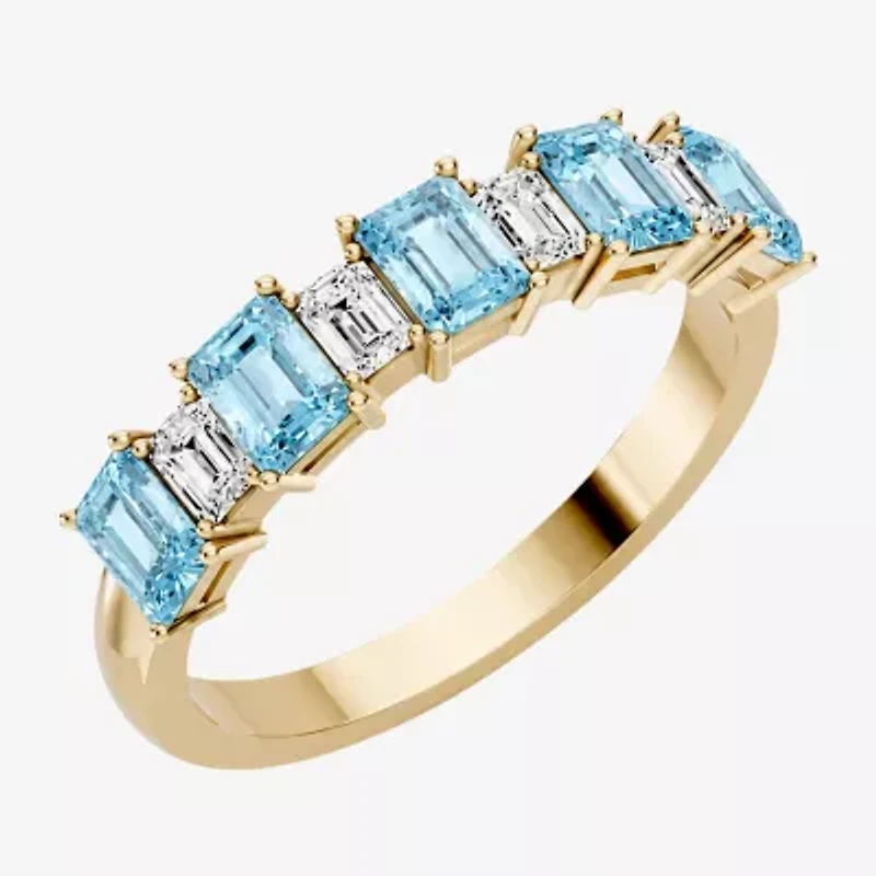 Womens 3/8 CT. T.W. Genuine Blue Aquamarine 10K Gold Band