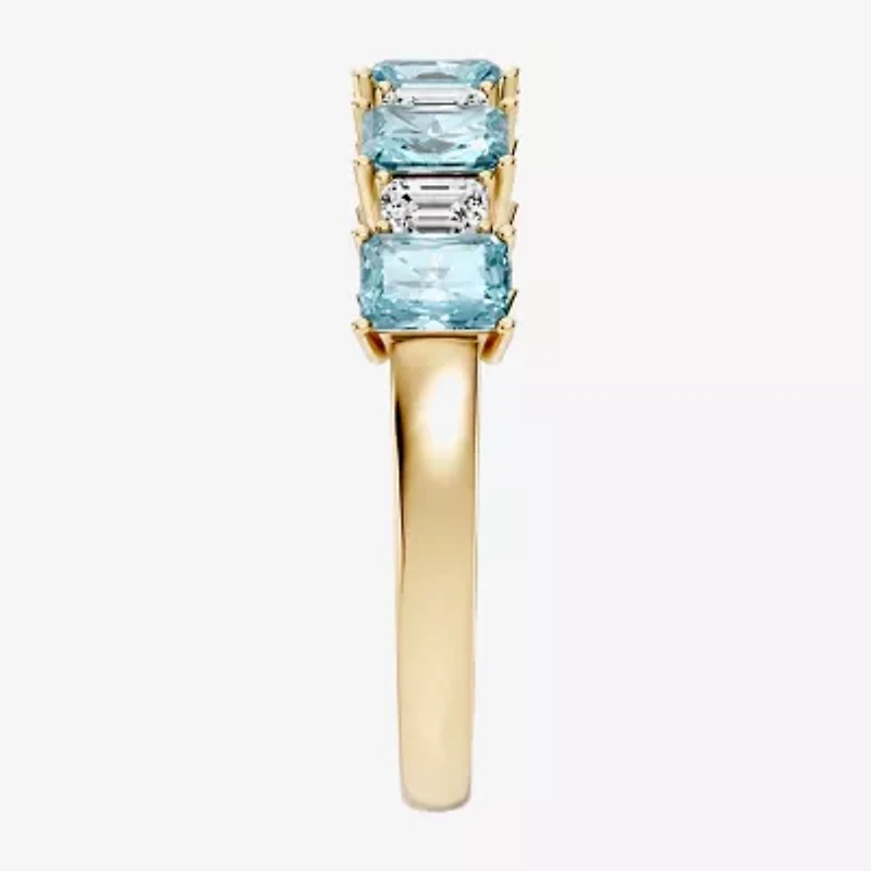 Womens 3/8 CT. T.W. Genuine Blue Aquamarine 10K Gold Band