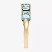 Womens 3/8 CT. T.W. Genuine Blue Aquamarine 10K Gold Band