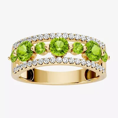 Womens 1/2 CT. T.W. Genuine Green Peridot 10K Gold Round Band