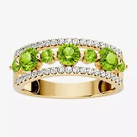 Womens 1/2 CT. T.W. Genuine Green Peridot 10K Gold Round Band
