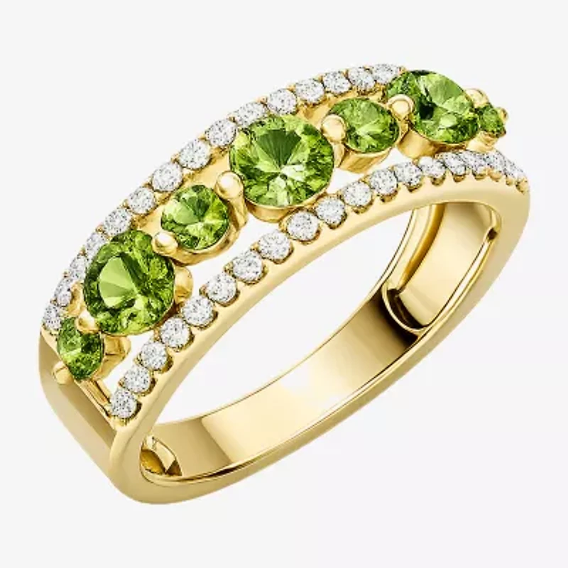 Womens 1/2 CT. T.W. Genuine Green Peridot 10K Gold Round Band