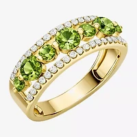 Womens 1/2 CT. T.W. Genuine Green Peridot 10K Gold Round Band