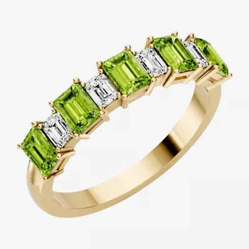 Womens 3/8 CT. T.W. Genuine Green Peridot 10K Gold Band