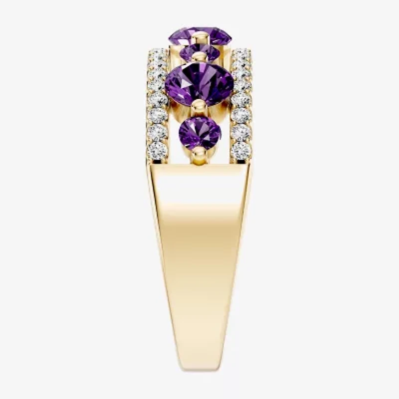 Womens 1/2 CT. T.W. Genuine Purple Amethyst 10K Gold Round Band