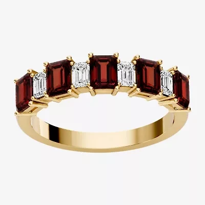 Womens 3/8 CT. T.W. Genuine Red Garnet 10K Gold Band