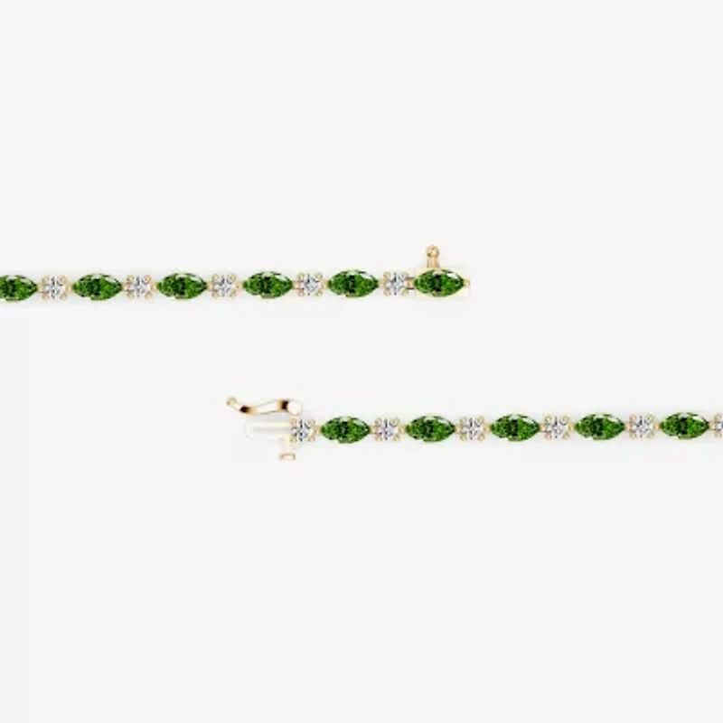 Womens 1 CT. T.W. Genuine Green Peridot 10K Gold 7.5 Inch Tennis Bracelet